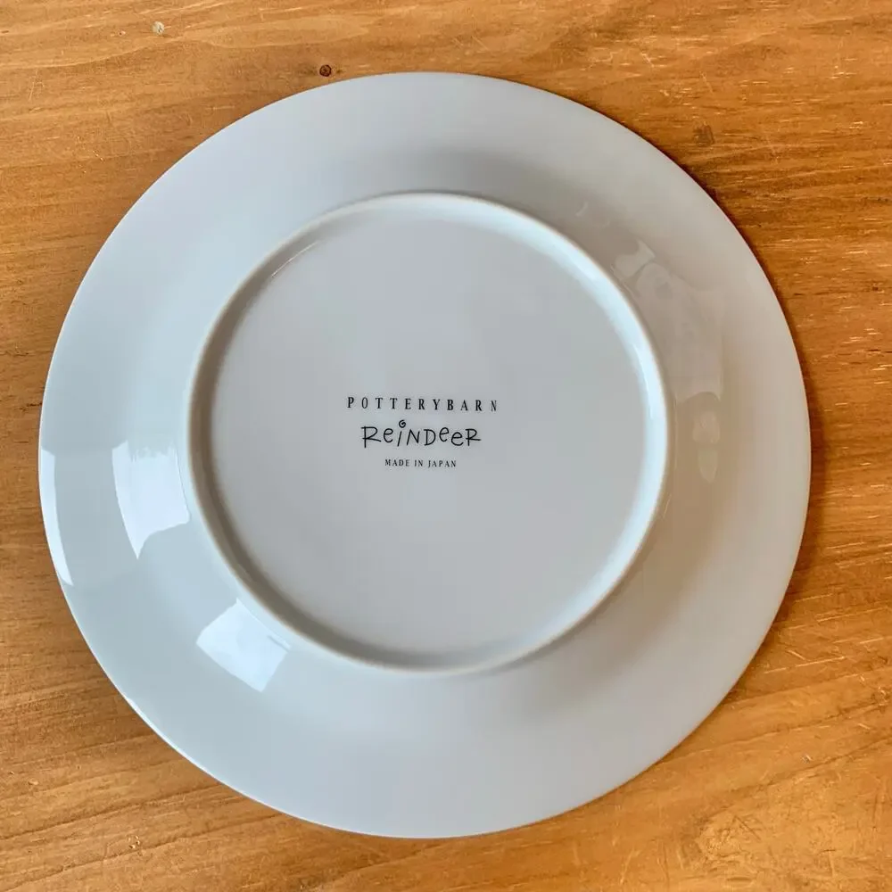 Pottery Barn Reindeer Plates Dessert Salad Plates 8.5